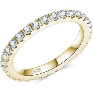 1.5mm/2.2mm/3mm Round Cubic Zirconia CZ Full/Half Eternity Rings Wedding Band St